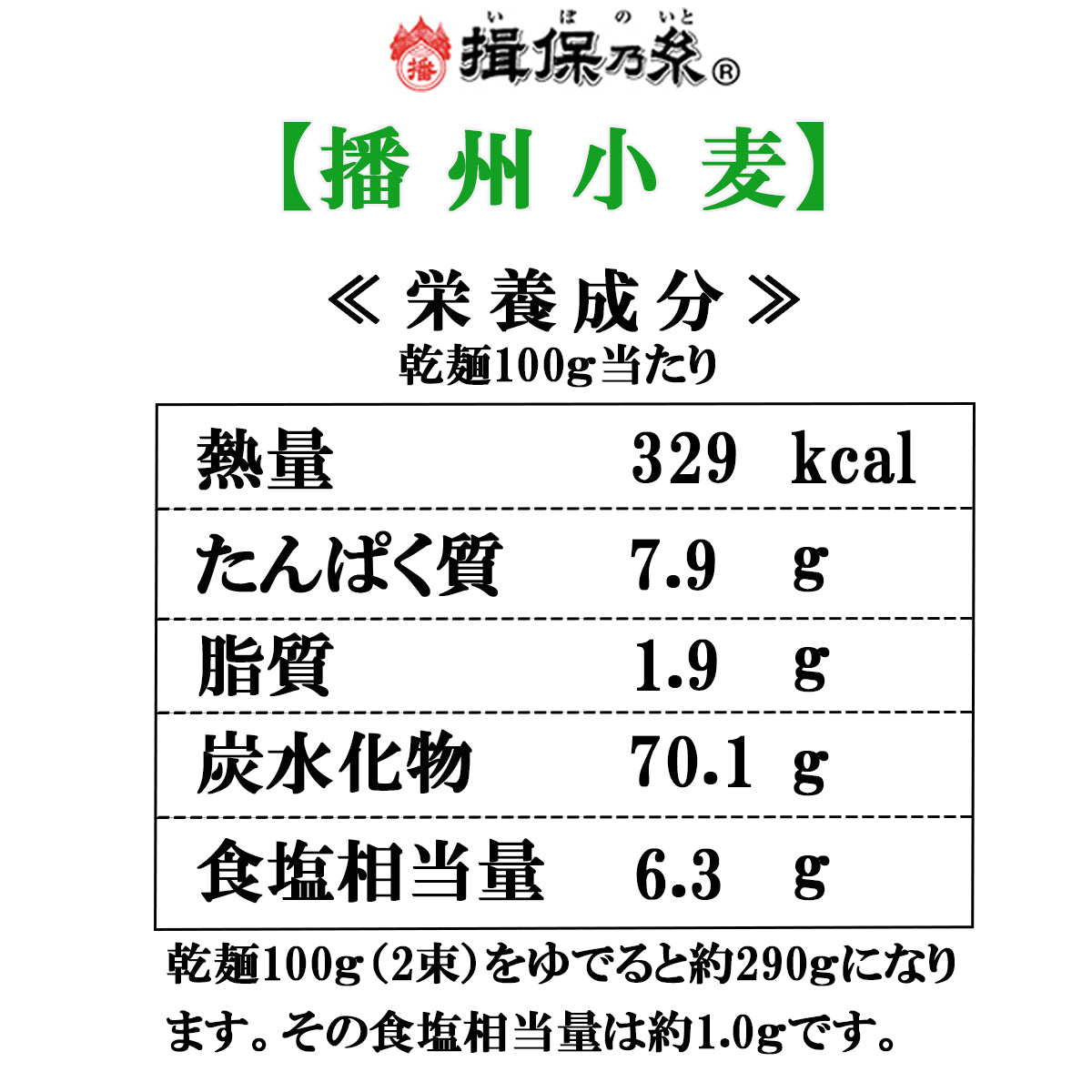 揖保乃糸「播州小麦」50ｇ×19束（兵庫県産小麦使用）木箱入り